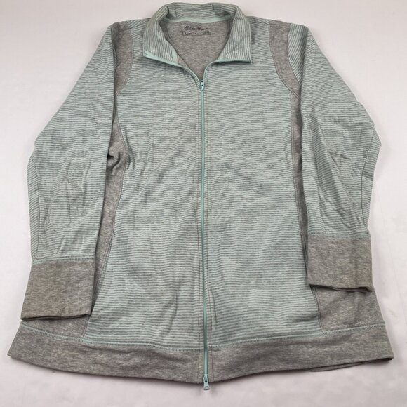 Eddie Bauer Outdoor Full Zip Sweater Women’s 2XL Cotton Lightweight Striped - Picture 1 of 9